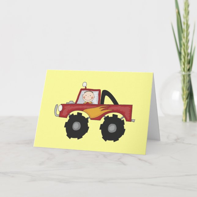 Red Monster Truck Tshirts and Gifts Card (Front)