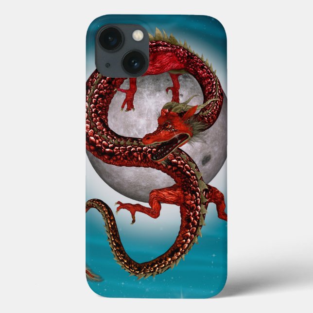 Red Moon Dragon Celestial Fantasy Art Case-Mate iPhone Case (Back)