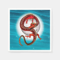 Red Moon Dragon Celestial Fantasy Art