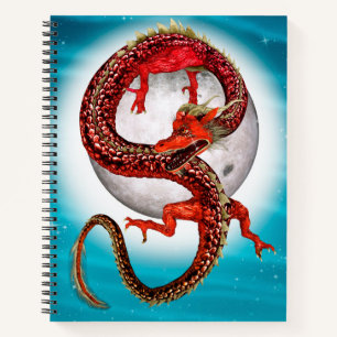 Red Moon Dragon Celestial Fantasy Art Notebook