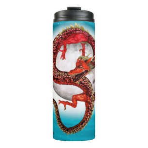 Red Moon Dragon Celestial Fantasy Art Thermal Tumbler