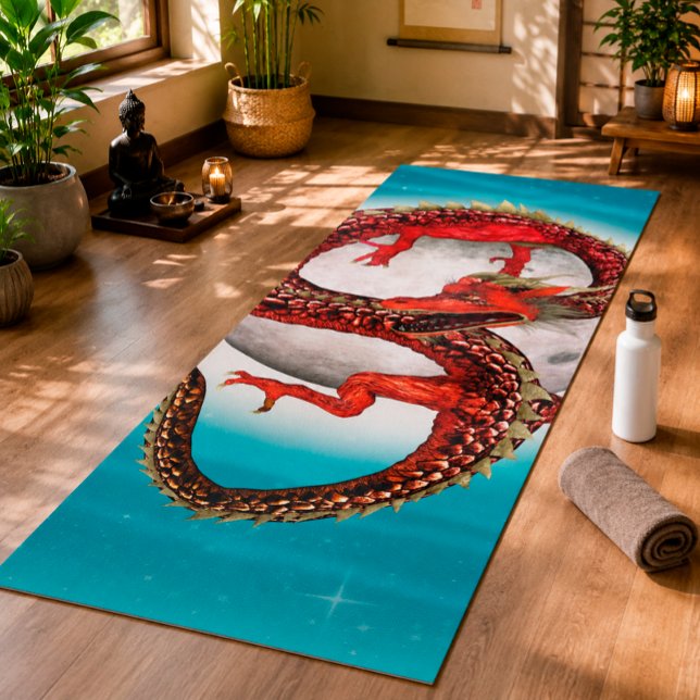 Red Moon Dragon Celestial Fantasy Art Yoga Mat (Creator Uploaded)