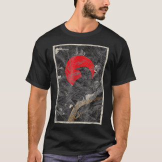 Red Moon Raven Graphic Black Crow Design  T-Shirt