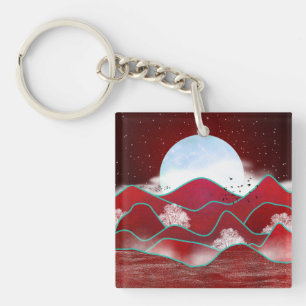 Red Moonrise Key Ring