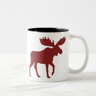 Red Moose Silhouette Country Holiday Wildlife Two-Tone Coffee Mug