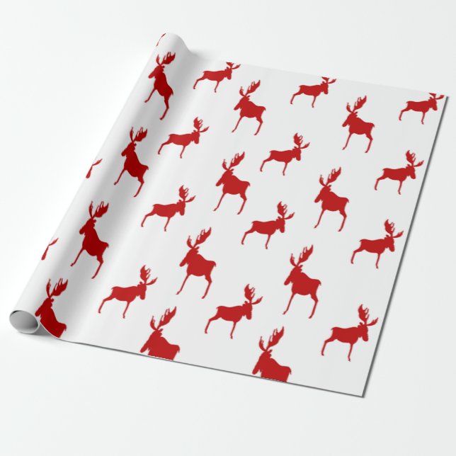 Red Moose Wrapping Paper (Unrolled)