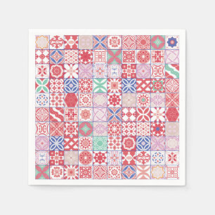 Red Moroccan tile Napkin