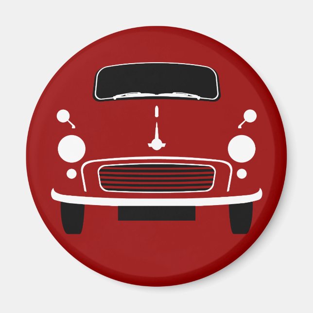 Red Morris Minor Fridge Magnet (Front)