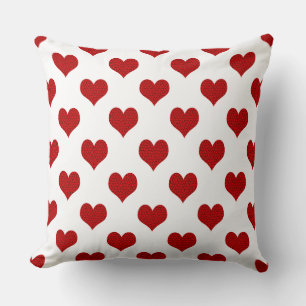 Red Mosaic Heart Pattern Cushion