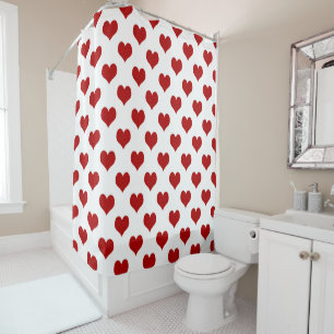 Red Mosaic Heart Pattern Shower Curtain
