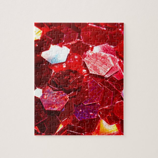 Red mosaic hexagon abstract shiny glitter pattern jigsaw puzzle (Vertical)