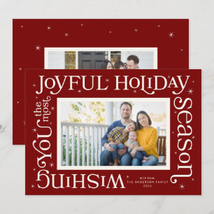 Red Most Joyful Holiday Season Photo Holiday Card