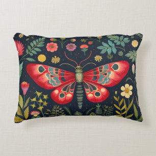 Red Moth In The Night Garden Decorative Cushion
