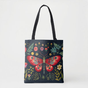 Red Moth In The Night Garden Tote Bag