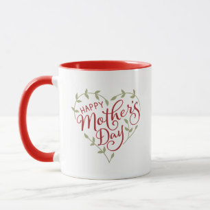 Red Mother's Day Heart 2 Photo Personalized Mug
