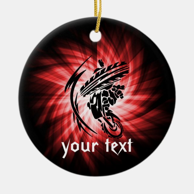 Red Motocross Ceramic Tree Decoration (Front)