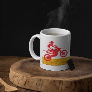 Red Motocross Dirt Bike Rider Silhouette Coffee Mug