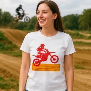 Red Motocross Dirt Bike Rider Silhouette T-Shirt