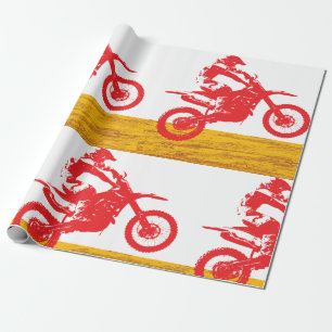 Red Motocross Dirt Bike Rider Silhouette Wrapping Paper