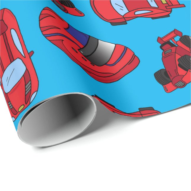 Red Motor Sport Racing Car Boys Birthday Wrapping Paper (Roll Corner)