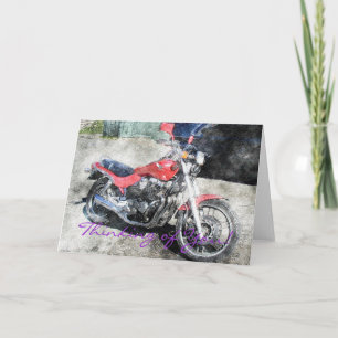 Red Motorbike Biker Thinking of You Card