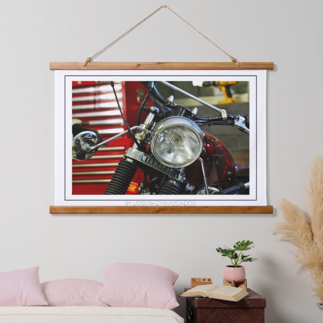 Red Motorbike Motorcycle Bike Garage Hanging Tapestry (Bedroom)