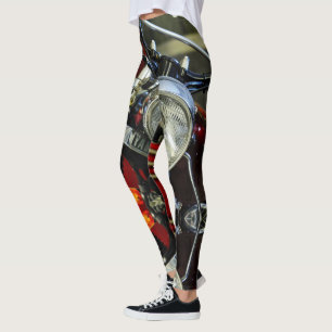 Red Motorbike Motorcycle Bike Garage Leggings