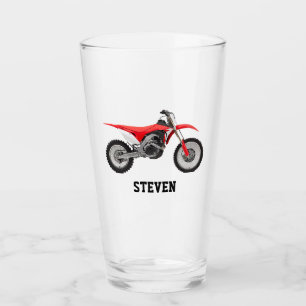 Red Motorbike Name Cool Dirtbike Sports Hobby Glass