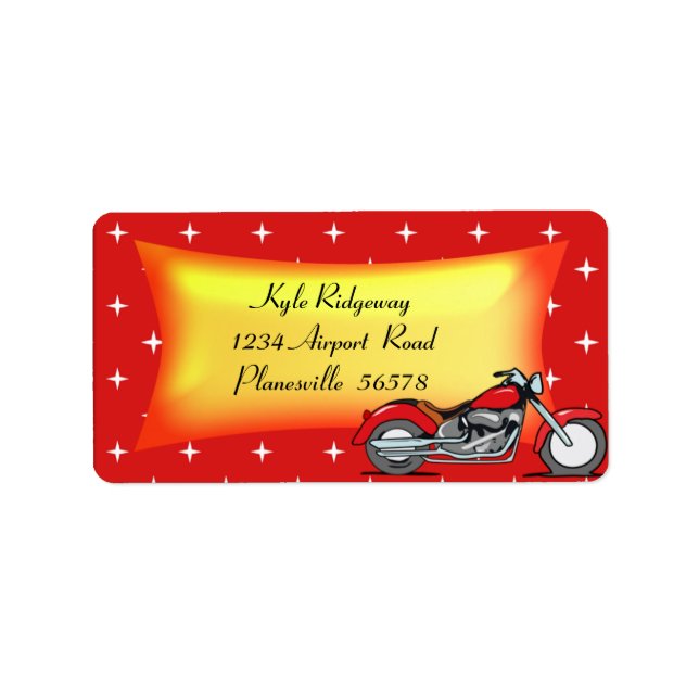 Red Motorcycle address label (Front)