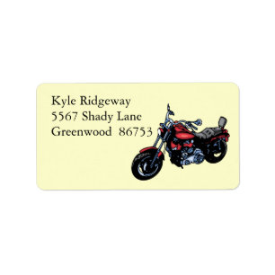 Red Motorcycle Address Label