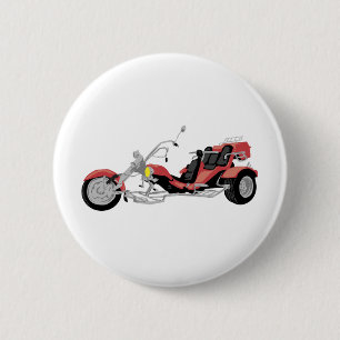 red motorcycle trike 6 cm round badge