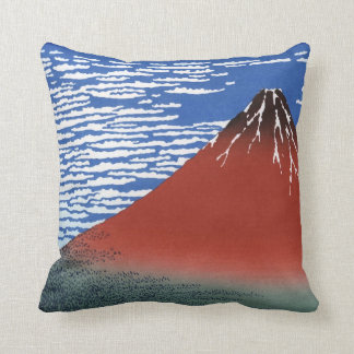 Red Mount Fuji Vintage Japanese Print Cushion