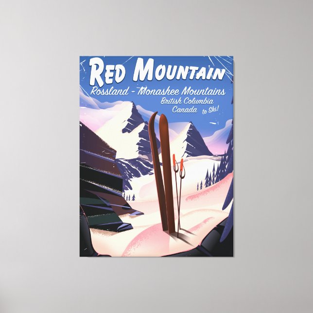 Red Mountain British Columbia, Canada ski poster Canvas Print (Front)