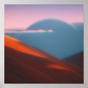 Red Mountain in the Clouds Poster
