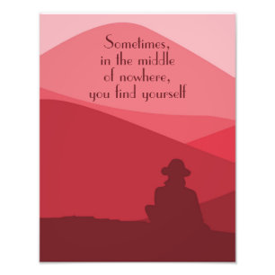 Red Mountain Landscape with Modern Quote  Photo Print