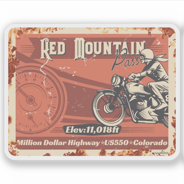 Red Mountain Pass Colorado Motorcycle 01 Sticker (Front)