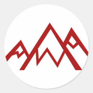 Red Mountain Range Peak Icon Classic Round Sticker