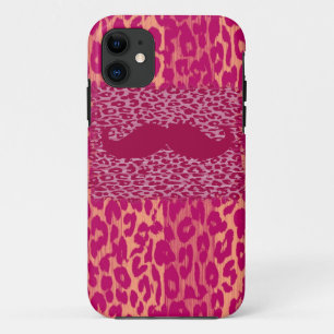 Red Moustache and Leopard Print iPhone 11 Case