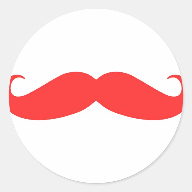 Red Moustache Stache for Christmas Classic Round Sticker (Front)