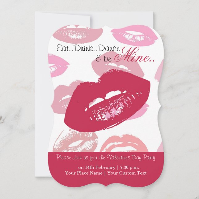Red mouths Pattern Personalised                    Invitation (Front)