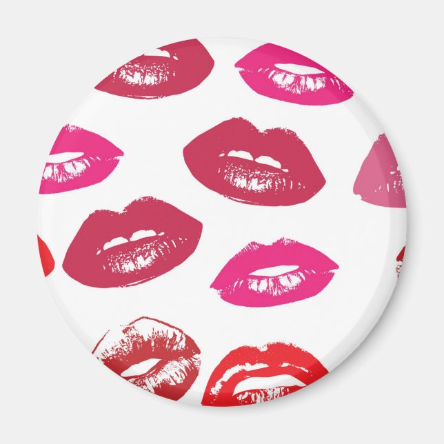 Red mouths Pattern Personalised Magnet (Front)