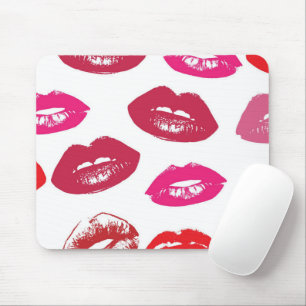 Red mouths Pattern Personalised Mouse Mat