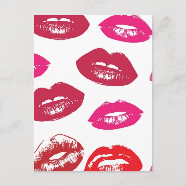 Red mouths Pattern Personalised Postcard (Front)