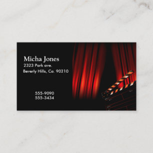 Red Movie Curtain Clapboard Director Business Card
