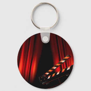 Red Movie Curtain Clapboard Director Key Ring