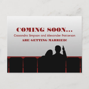 Red Movie Theatre Save the Date Postcard