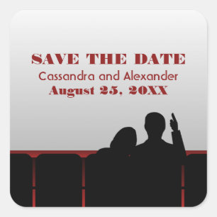 Red Movie Theatre Save the Date Stickers