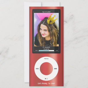 Red MP3 Music Player II Birthday Invitation