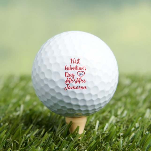 Red Mr + Mrs. 1st Valentine's Day Golf Balls (Insitu Tee)
