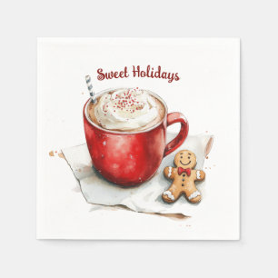 Red Mug Gingerbread Cookie Sweet Holidays Napkin